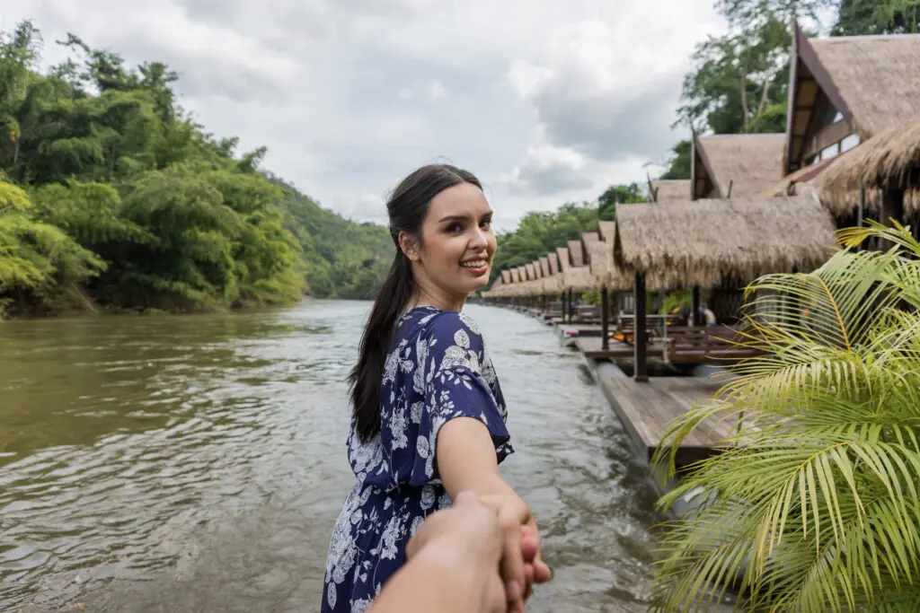 Floating hotel house villas resort Kanchanaburi Thailand