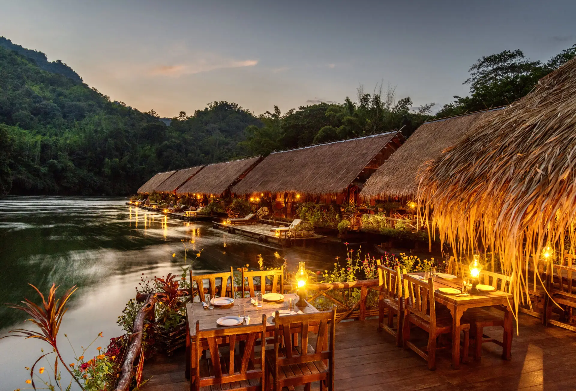 Floating Hotel in Kanchanaburi River Kwai Jungle Rafts Resort Saiyok